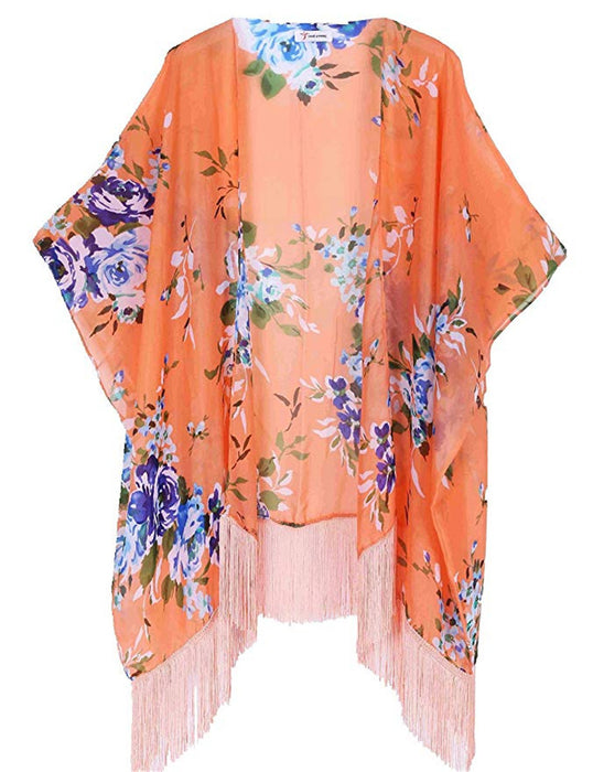 Wholesale Sexy Ladies Chiffon Print Cardigan Bikini Cover Up JDC-SD-Amwe001