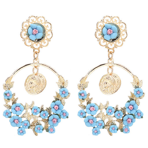 Jewelry WholesaleWholesale Retro Pastoral Fresh Flower Big Ring Earrings MOQ≥2 JDC-ES-qifu006 Earrings 奇福 %variant_option1% %variant_option2% %variant_option3%  Factory Price JoyasDeChina Joyas De China