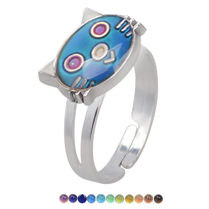 Wholesale Zinc Alloy Enamel Cartoon Turtle Animal Thermochromic Ring JDC-RS-LanA002