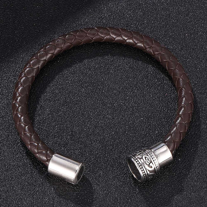 Jewelry WholesaleWholesale Stainless Steel Braided Leather Cord Bracelet JDC-BT-RShen035 Bracelet 日盛 %variant_option1% %variant_option2% %variant_option3%  Factory Price JoyasDeChina Joyas De China