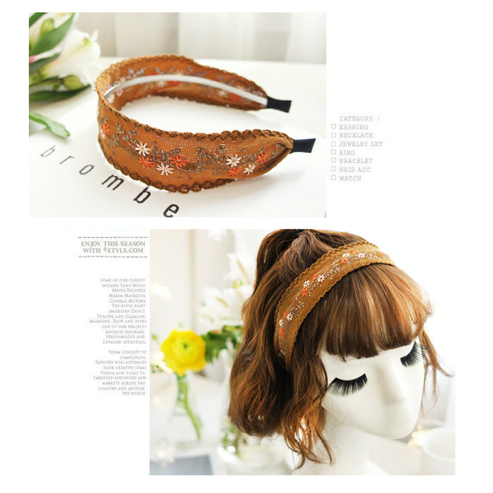 Jewelry WholesaleWholesale embroidery lace wind suede floral fabric hair band JDC-HD-Youp001 Headband 有派 %variant_option1% %variant_option2% %variant_option3%  Factory Price JoyasDeChina Joyas De China