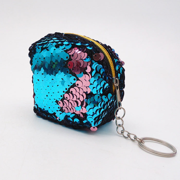 Wholesale square two-color double-sided reversible sequin coin purse JDC-WT-YueC003