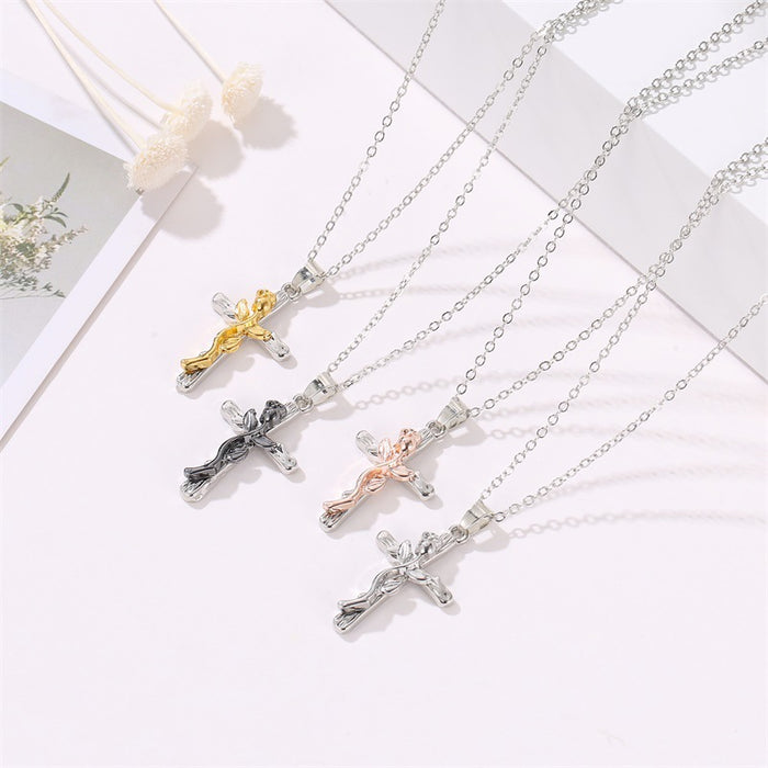 Jewelry WholesaleWholesale vintage leaf cross necklace JDC-NE-D023 Necklaces 晴雯 %variant_option1% %variant_option2% %variant_option3%  Factory Price JoyasDeChina Joyas De China