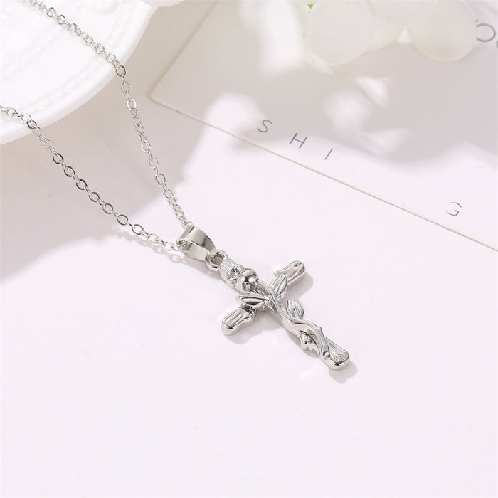 Jewelry WholesaleWholesale vintage leaf cross necklace JDC-NE-D023 Necklaces 晴雯 %variant_option1% %variant_option2% %variant_option3%  Factory Price JoyasDeChina Joyas De China