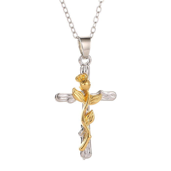 Jewelry WholesaleWholesale vintage leaf cross necklace JDC-NE-D023 Necklaces 晴雯 %variant_option1% %variant_option2% %variant_option3%  Factory Price JoyasDeChina Joyas De China