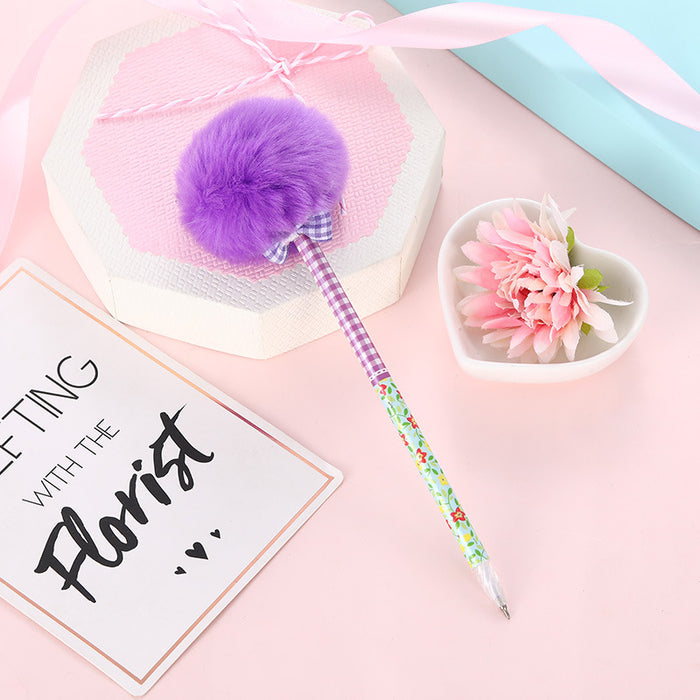 Wholesale Ballpoint Pen PP Plush Cloth Multicolor Fur Ball Gel Pen MOQ≥2 JDC-BP-HYT002