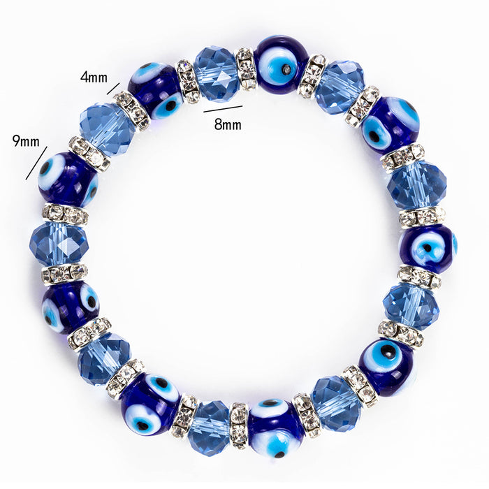 Wholesale Crystal Blue Beaded Elastic Crystal Bracelet Jewelry MOQ≥2 JDC-BT-BaiDing006