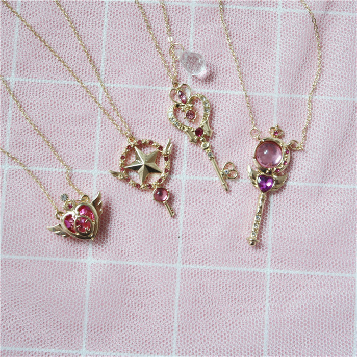 Wholesale Necklace Alloy Cute Girl Sakura Magic Wand MOQ≥2 JDC-NE-LingS001