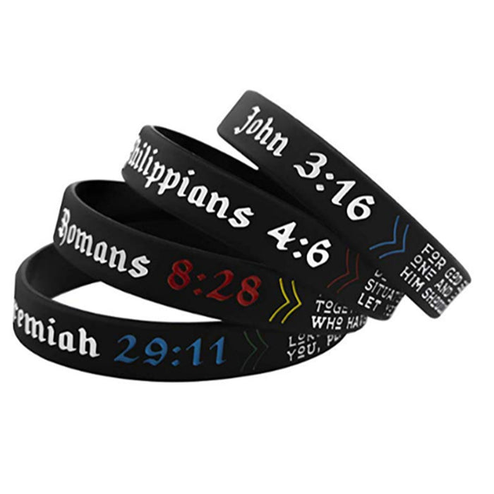 Wholesale Power of Faith Christian Bible verse Silicone Bracelet MOQ≥2 JDC-BT-HanJ010