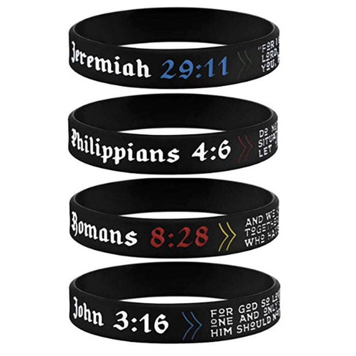 Wholesale Power of Faith Christian Bible verse Silicone Bracelet MOQ≥2 JDC-BT-HanJ010