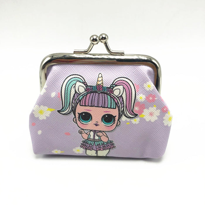 Wholesale digital printing coin purse women short mouth gold bag children MOQ≥3 JDC-HB-Canglv005