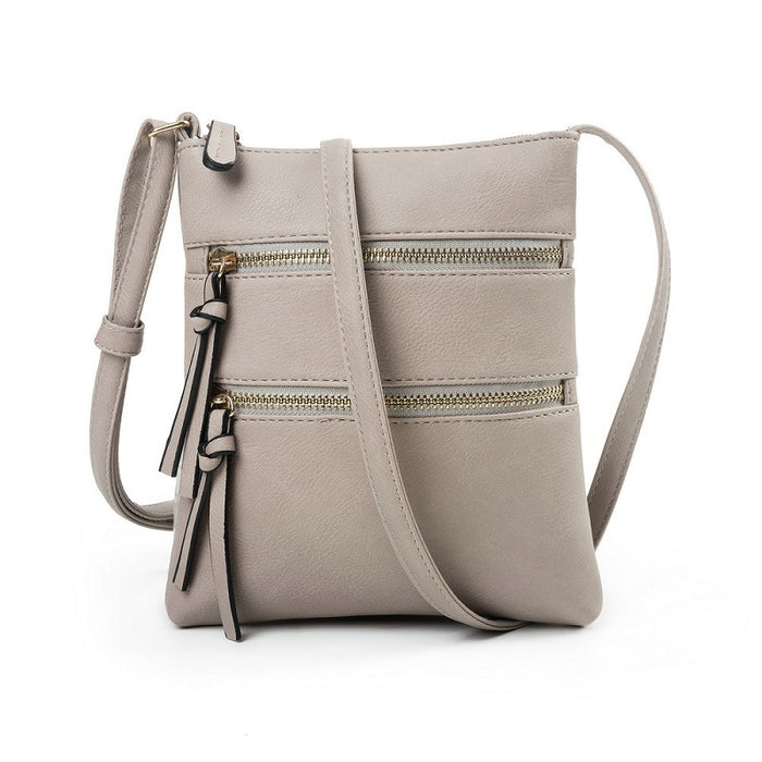 Wholesale Shoulder Bag PU Multifunctional Pocket Double Zipper Vertical Diagonal JDC-SD-Shunl004