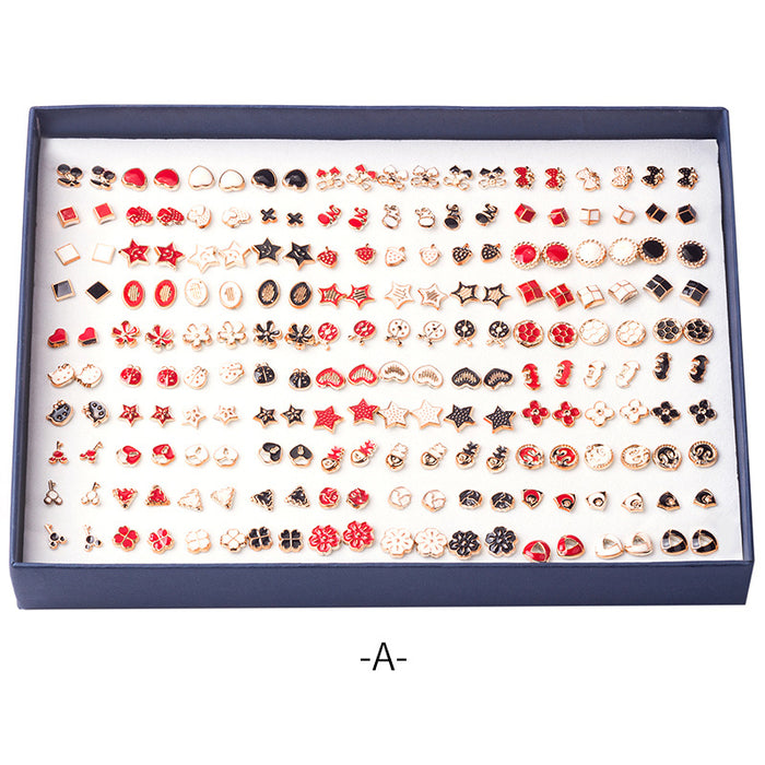 Wholesale 100 Pairs Boxed Stud Earrings Soft Pottery Drip Oil JDC-ES-Mdd014