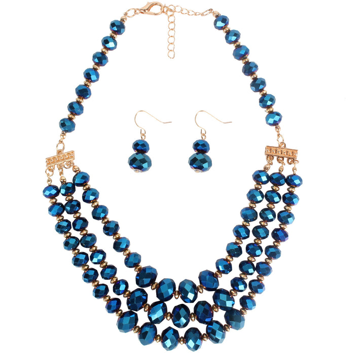 Jewelry WholesaleWholesale Glass Crystal Beaded Multilayer Necklace Earrings Set JDC-NE-TC286 Necklaces 腾层 %variant_option1% %variant_option2% %variant_option3%  Factory Price JoyasDeChina Joyas De China