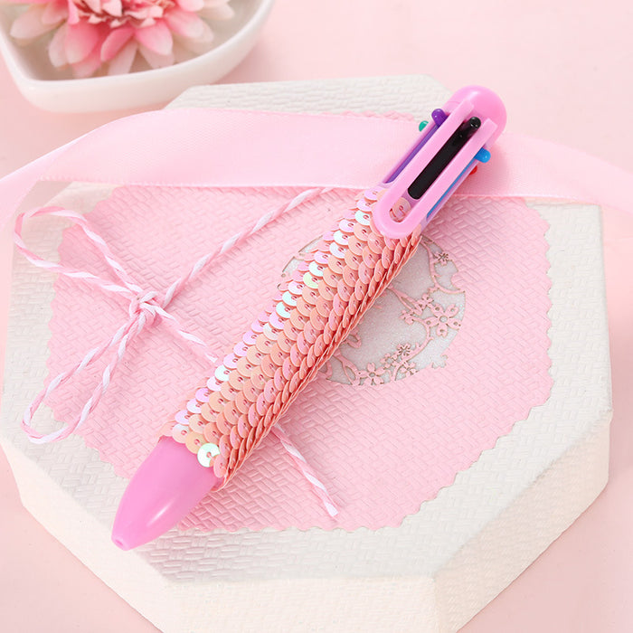 Wholesale Ballpoint Pen Plastic Plush Sequin Color Press Pen MOQ≥2 JDC-BP-HYT006