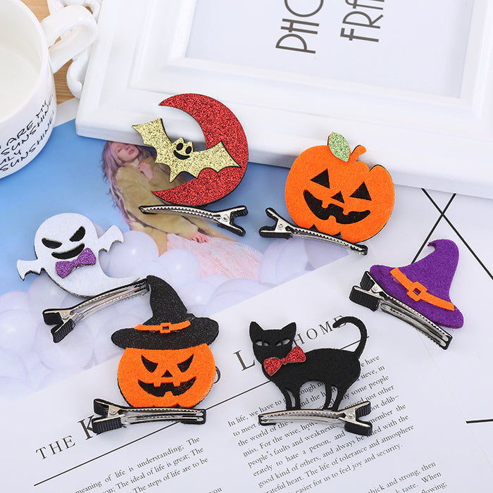 Wholesale Hair Clip Felt Cat Pumpkin Bat Hair Clip for Halloween JDC-HC-GangL005