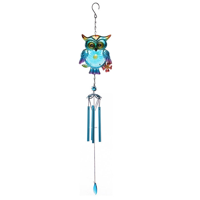 Wholesale Owl Painted Metal Iron Glass Wind Chime JDC-WC-ZYang005