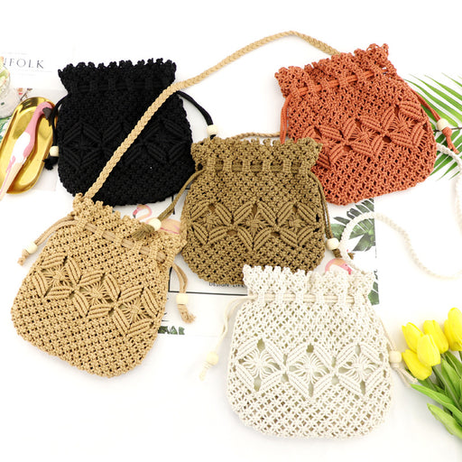 Jewelry WholesaleWholesale Cotton Thread Braided Drawstring Straw Bag Beach Bag JDC-SD-FFC001 Shoulder Bags 非凡草 %variant_option1% %variant_option2% %variant_option3%  Factory Price JoyasDeChina Joyas De China