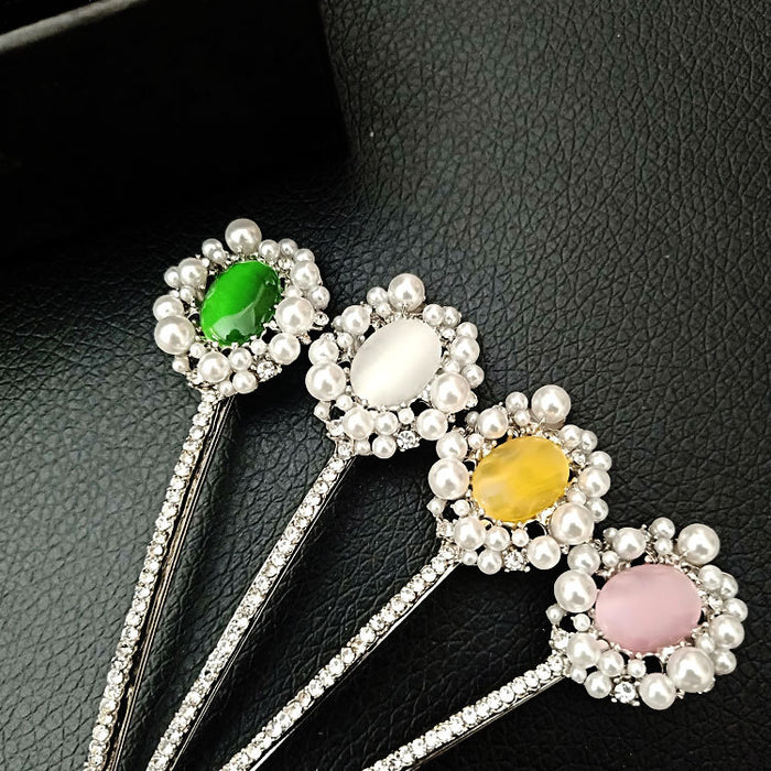 Wholesale Hair Clips Alloy Synthetic Gemstones Imitation Pearls Rhinestones Vintage Ladies JDC-HC-lvH004