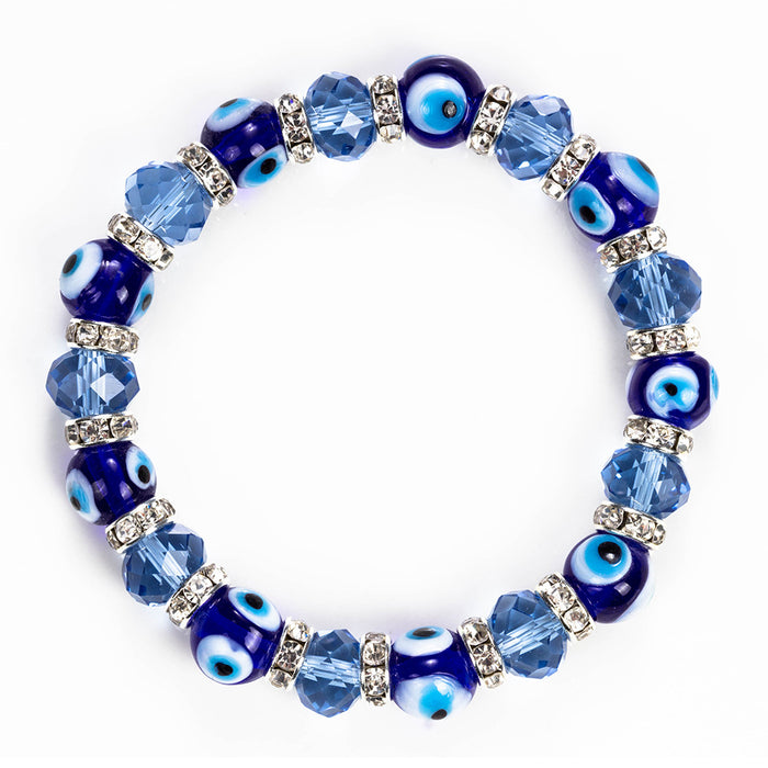 Wholesale Crystal Blue Beaded Elastic Crystal Bracelet Jewelry MOQ≥2 JDC-BT-BaiDing006