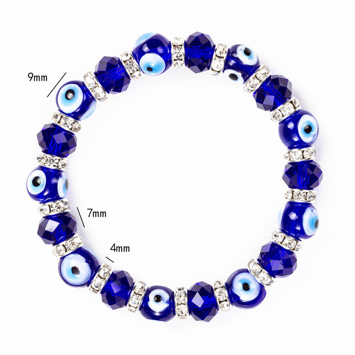 Wholesale Crystal Blue Beaded Elastic Crystal Bracelet Jewelry MOQ≥2 JDC-BT-BaiDing006