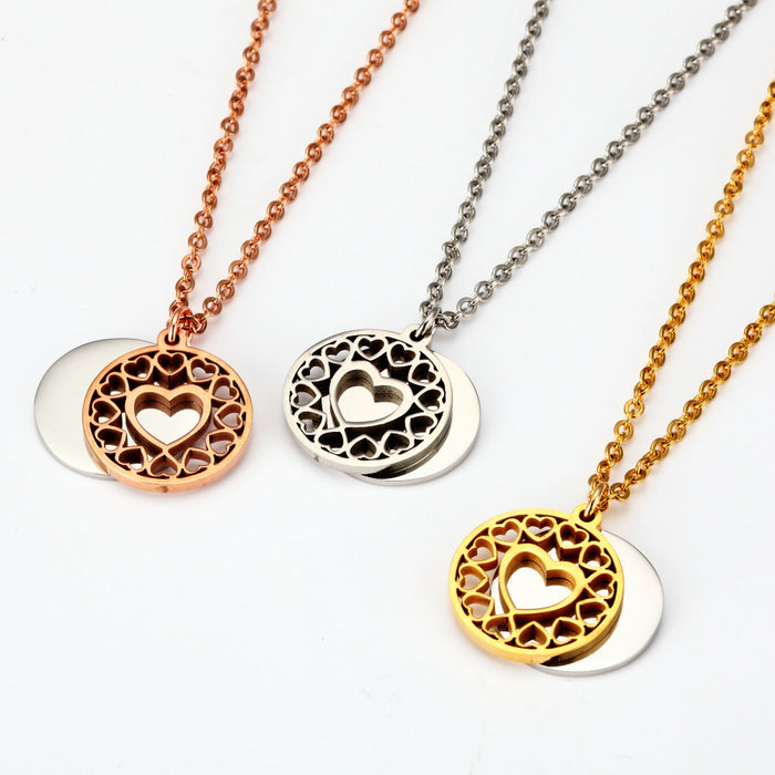 Jewelry WholesaleWholesale peach heart steel geometric hollow mother's Day Necklace JDC-NE-Mail009 Necklaces 麦伦 %variant_option1% %variant_option2% %variant_option3%  Factory Price JoyasDeChina Joyas De China