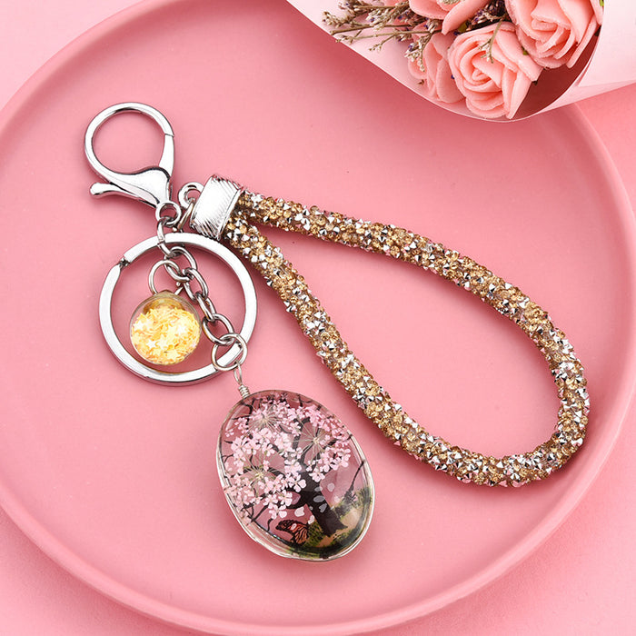 Wholesale Gypsophila Dried Flower Plant Butterfly Keychain Bag Accessories MOQ≥3 JDC-KC-XLu002