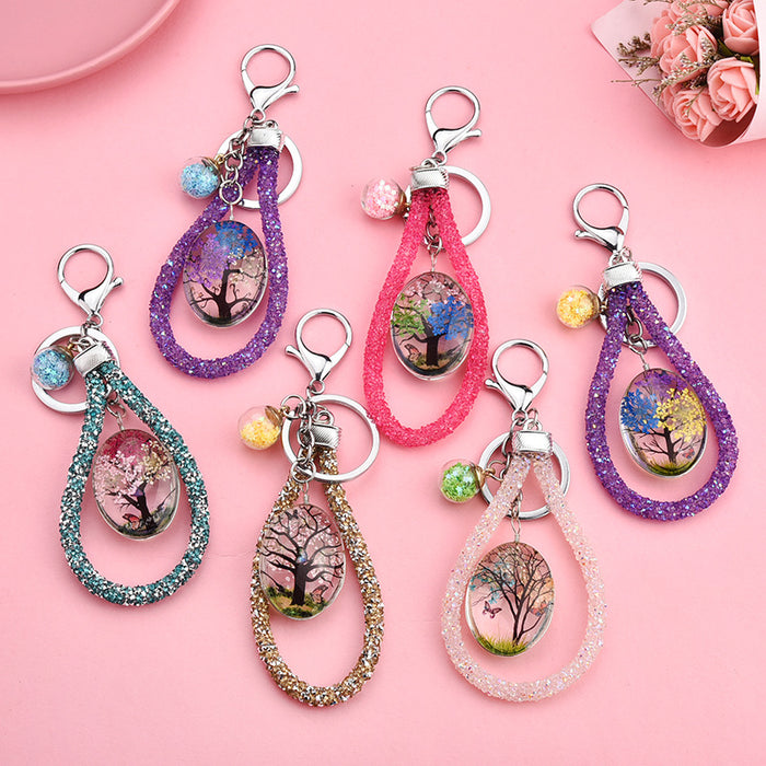 Wholesale Gypsophila Dried Flower Plant Butterfly Keychain Bag Accessories MOQ≥3 JDC-KC-XLu002