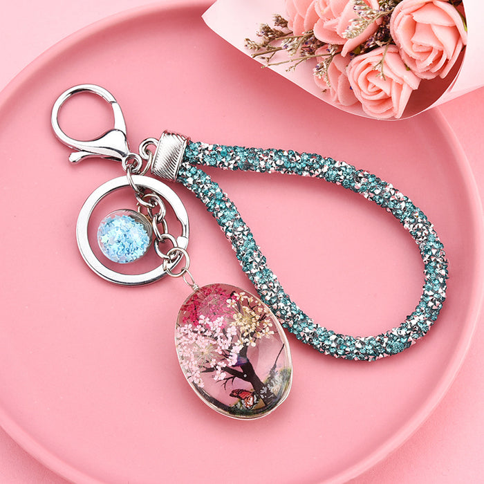 Wholesale Gypsophila Dried Flower Plant Butterfly Keychain Bag Accessories MOQ≥3 JDC-KC-XLu002