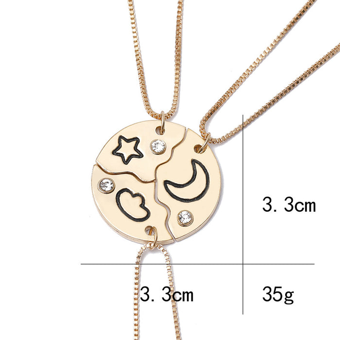 Jewelry WholesaleWholesale good sister star moon cloud splicing alloy necklace JDC-NE-LangT023 Necklaces 阆天 %variant_option1% %variant_option2% %variant_option3%  Factory Price JoyasDeChina Joyas De China