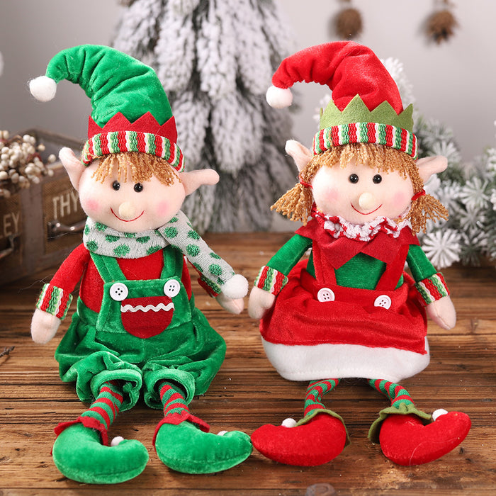 Wholesale Ornaments Cloth Christmas Legged Elf Sitting Figure JDC-OS-HaoB001