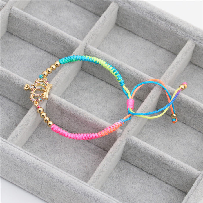 Jewelry WholesaleWholesale Braided Copper Inlaid Zircon Crown Adjustable Bracelet JDC-BT-ChanX011 Bracelet 昌鑫 %variant_option1% %variant_option2% %variant_option3%  Factory Price JoyasDeChina Joyas De China