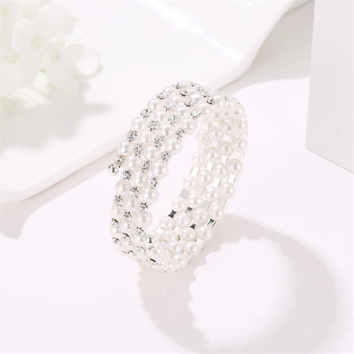 Jewelry WholesaleWholesale Full Diamond Four Layer Pearl Wrapped Spiral Bracelet JDC-BT-D112 Bracelet 晴雯 %variant_option1% %variant_option2% %variant_option3%  Factory Price JoyasDeChina Joyas De China