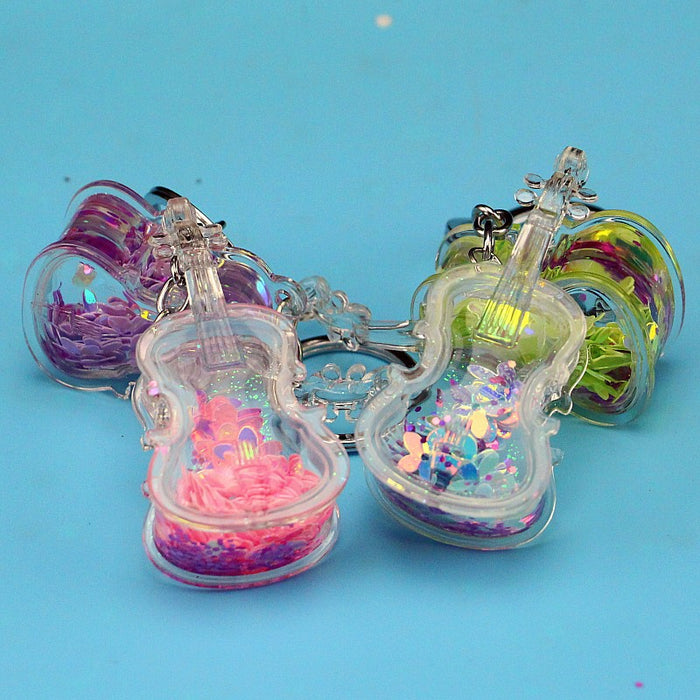 Wholesale cute guitar sequins plum keychain JDC-KC-YuM001