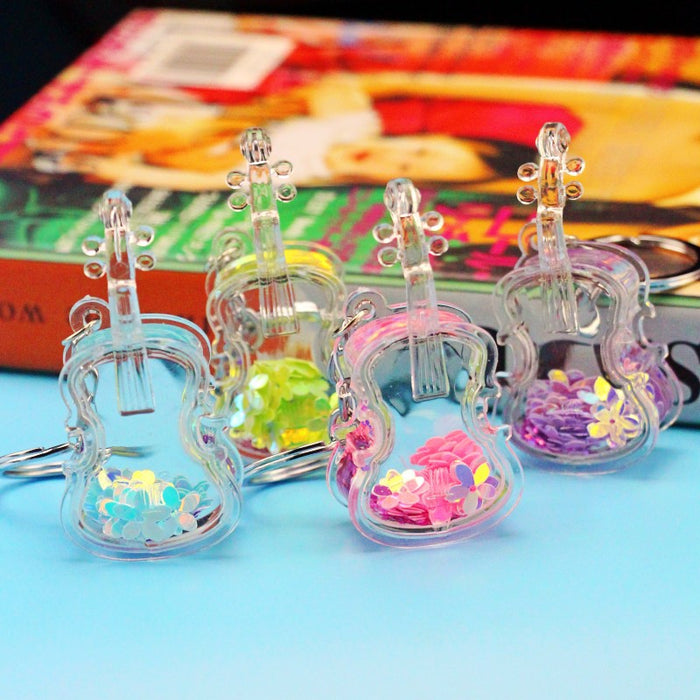 Jewelry WholesaleWholesale cute guitar sequins plum keychain JDC-KC-YuM001 Keychains 虞墨 %variant_option1% %variant_option2% %variant_option3%  Factory Price JoyasDeChina Joyas De China