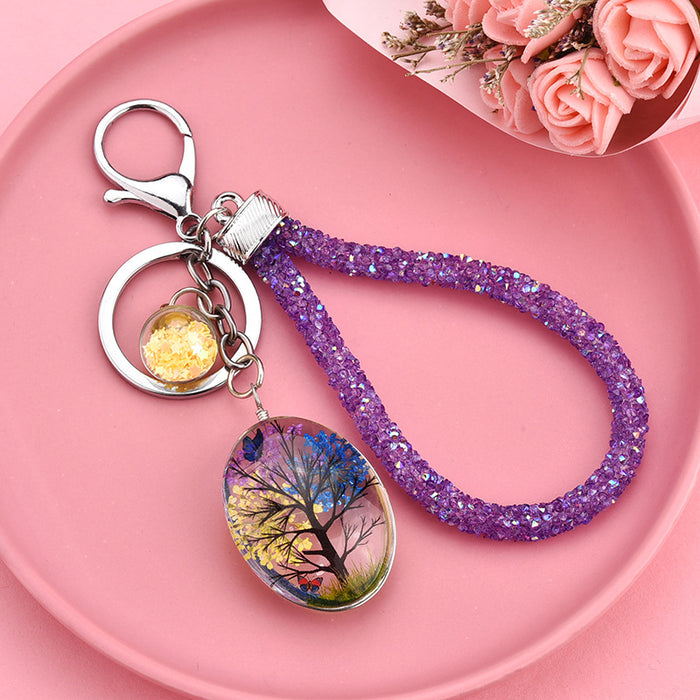 Wholesale Gypsophila Dried Flower Plant Butterfly Keychain Bag Accessories MOQ≥3 JDC-KC-XLu002