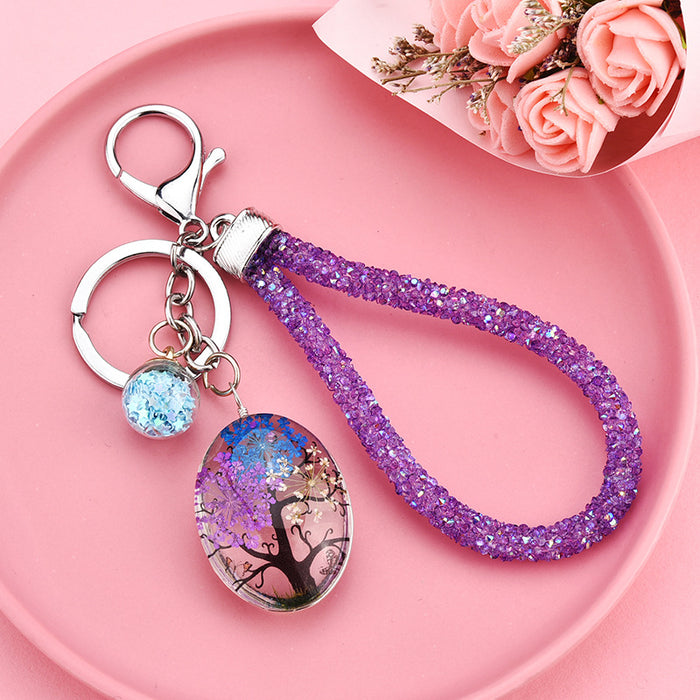 Wholesale Gypsophila Dried Flower Plant Butterfly Keychain Bag Accessories MOQ≥3 JDC-KC-XLu002