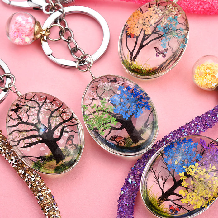Wholesale Gypsophila Dried Flower Plant Butterfly Keychain Bag Accessories MOQ≥3 JDC-KC-XLu002
