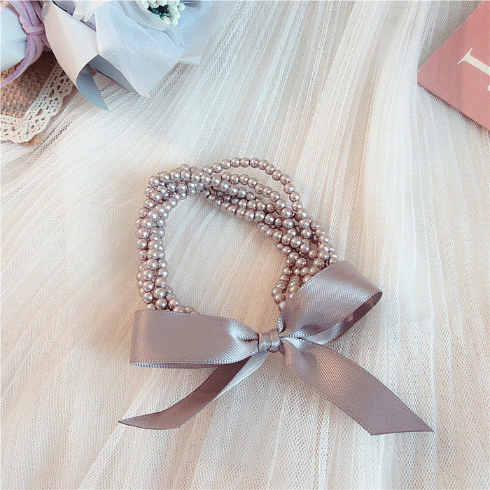 Wholesale Hair Scrunchies Pearl bow hair loop hair rope JDC-HS-WanD005