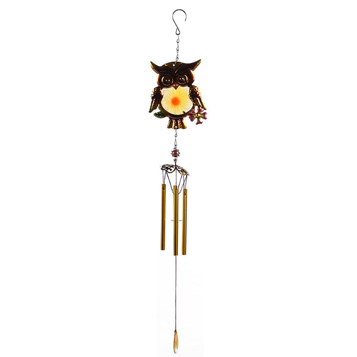 Wholesale Owl Painted Metal Iron Glass Wind Chime JDC-WC-ZYang005