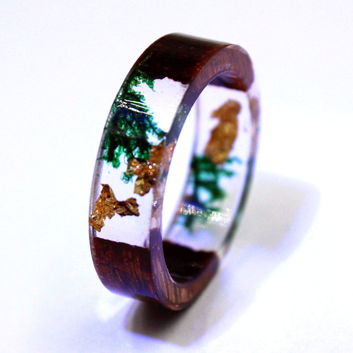 Wholesale Wood Luminous Amber Rings MOQ≥2 JDC-RS-PingD002