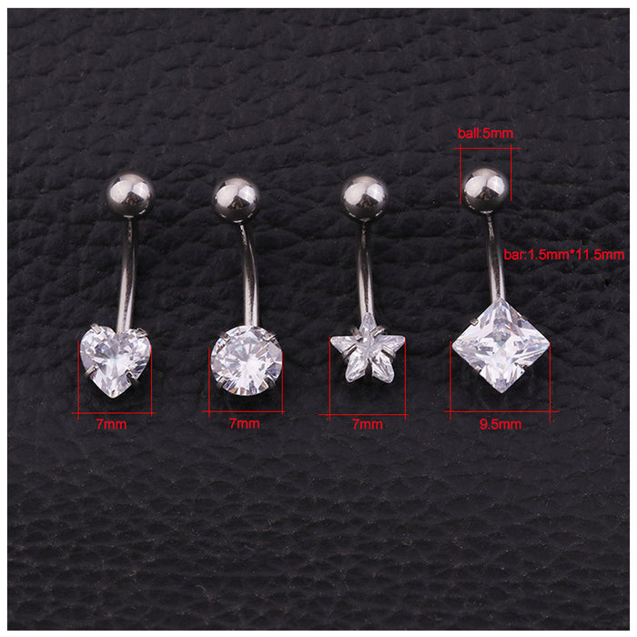 Jewelry WholesaleWholesale Heart Shaped Pentagram Zircon Stainless Steel Umbilical Nails MOQ≥2 JDC-UN-Henst005 Piercings 亨森 %variant_option1% %variant_option2% %variant_option3%  Factory Price JoyasDeChina Joyas De China