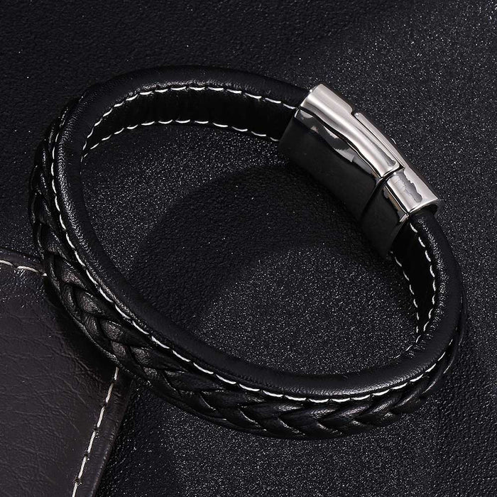 Jewelry WholesaleWholesale Owl Braided Leather Stainless Steel Bracelet JDC-BT-RShen022 Bracelet 日盛 %variant_option1% %variant_option2% %variant_option3%  Factory Price JoyasDeChina Joyas De China