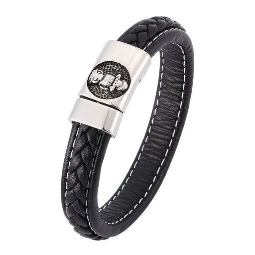 Jewelry WholesaleWholesale Owl Braided Leather Stainless Steel Bracelet JDC-BT-RShen022 Bracelet 日盛 %variant_option1% %variant_option2% %variant_option3%  Factory Price JoyasDeChina Joyas De China