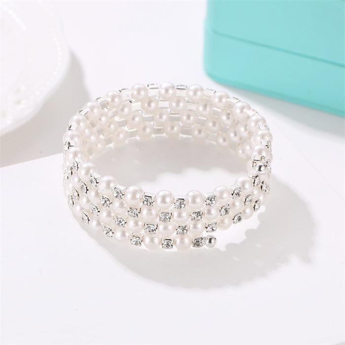 Jewelry WholesaleWholesale Full Diamond Four Layer Pearl Wrapped Spiral Bracelet JDC-BT-D112 Bracelet 晴雯 %variant_option1% %variant_option2% %variant_option3%  Factory Price JoyasDeChina Joyas De China