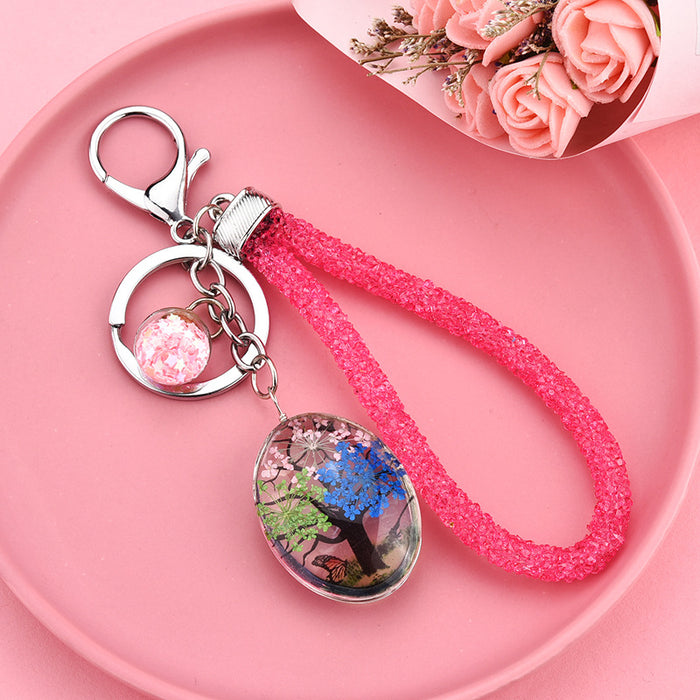 Wholesale Gypsophila Dried Flower Plant Butterfly Keychain Bag Accessories MOQ≥3 JDC-KC-XLu002