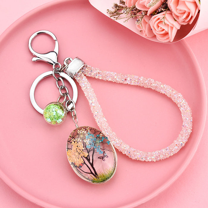 Wholesale Gypsophila Dried Flower Plant Butterfly Keychain Bag Accessories MOQ≥3 JDC-KC-XLu002