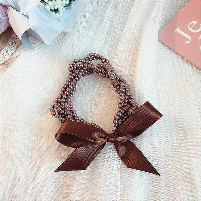 Wholesale Hair Scrunchies Pearl bow hair loop hair rope JDC-HS-WanD005