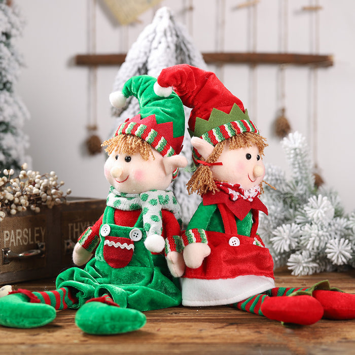 Wholesale Ornaments Cloth Christmas Legged Elf Sitting Figure JDC-OS-HaoB001