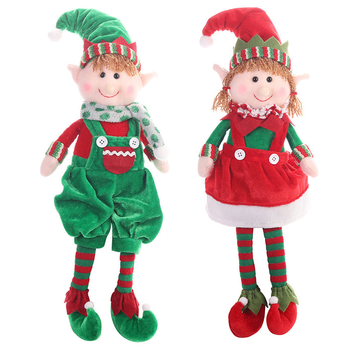 Wholesale Ornaments Cloth Christmas Legged Elf Sitting Figure JDC-OS-HaoB001